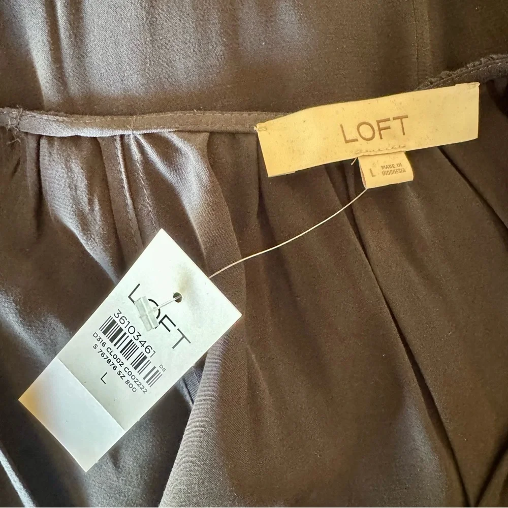 NWT Loft black shirred midi dress L - Picture 10 of 14